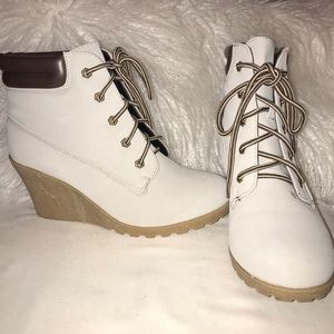 Light Grey Work Boot Style Wedge